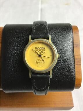 Kodak Official Sponsor Olympic Watch with Black Leather Band